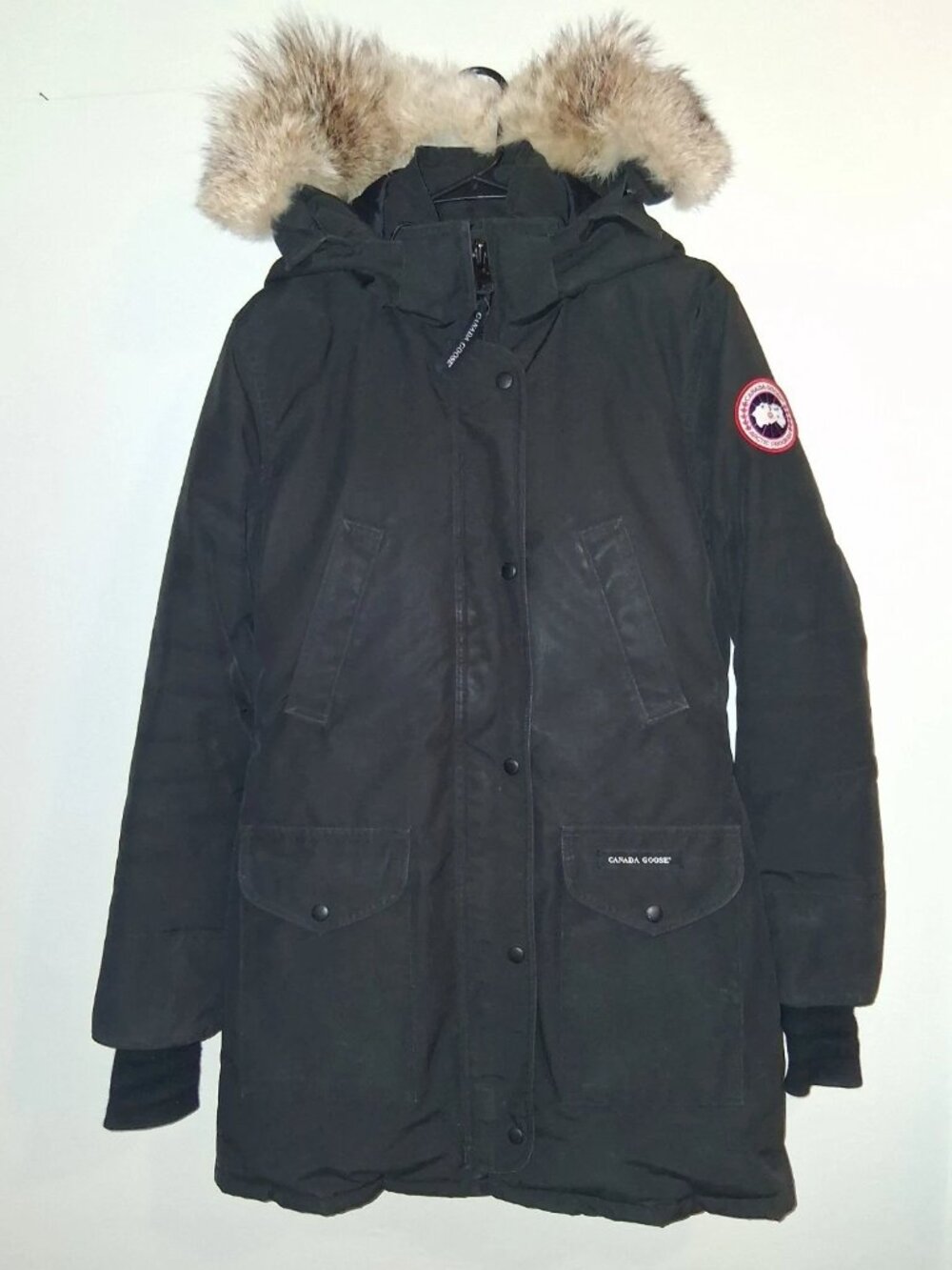Canada Goose Trillium Parka Women's Black Small Down Coat Real Coyote Fur Hooded